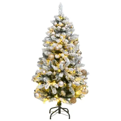 vidaXL Umetna novoletna jelka 150 LED diod in komplet bučk 150 cm