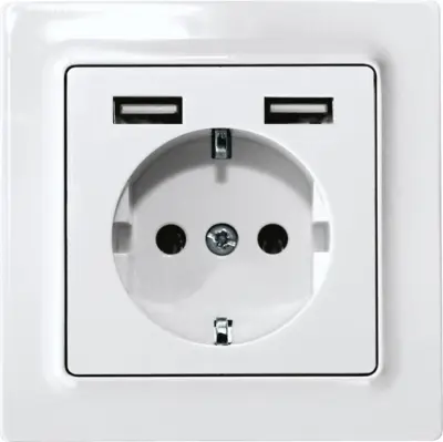 Vtičnica Eltako z ozemljitvenim kontaktom DSS55E+2xUSBA-wg