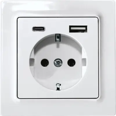 Eltako vtičnica z ozemljitvenim kontaktom DSS55E+USBA+C-wg