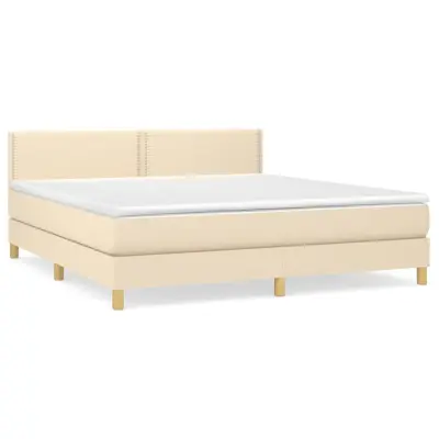vidaXL Box spring postelja z vzmetnico krem 180x200 cm blago