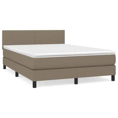 vidaXL Box spring postelja z vzmetnico taupe 140x200 cm blago