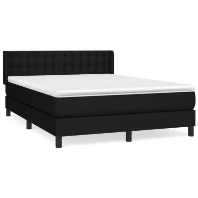 vidaXL Box spring posteljni z vzmetnico črn 140x190 cm blago