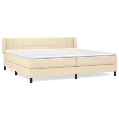 vidaXL Box spring postelja z vzmetnico krem 200x200 cm blago