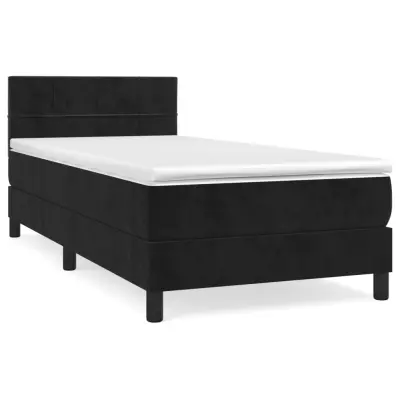 vidaXL Box spring postelja z vzmetnico črna 90x200 cm žamet