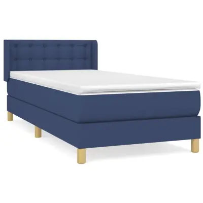 vidaXL Box spring postelja z vzmetnico moder 80x200 cm blago