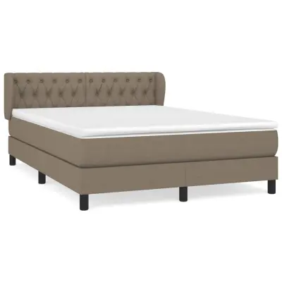 vidaXL Box spring postelja z vzmetnico taupe 140x190 cm blago
