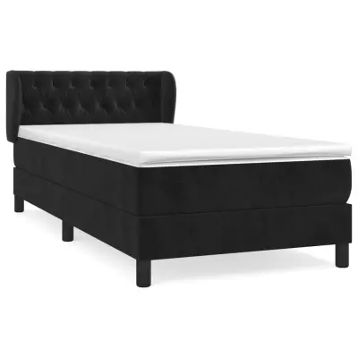 vidaXL Box spring postelja z vzmetnico črna 100x200 cm žamet