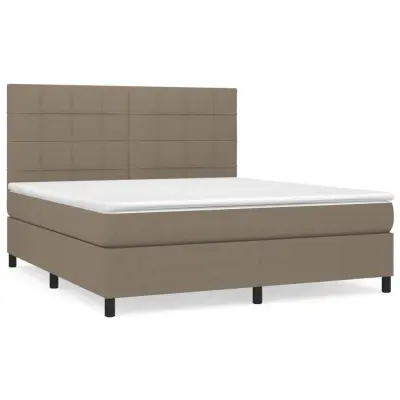 vidaXL Box spring postelja z vzmetnico taupe 180x200 cm blago