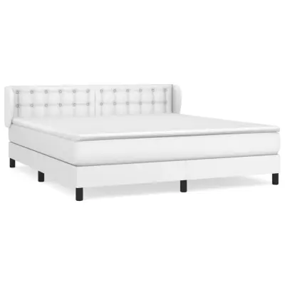 vidaXL Box spring postelja z vzmetnico bel 160x200 cm umetno usnje