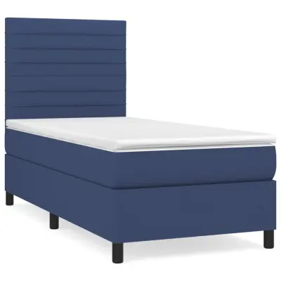 vidaXL Box spring postelja z vzmetnico moder 90x190 cm blago