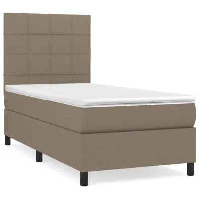 vidaXL Box spring postelja z vzmetnico taupe 90x190 cm blago