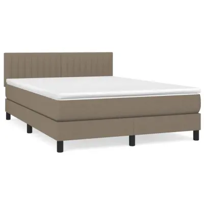 vidaXL Box spring postelja z vzmetnico taupe 140x190 cm blago