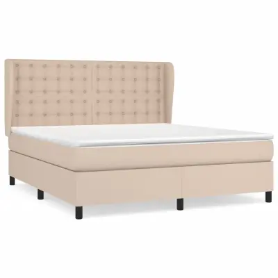 vidaXL Box spring postelja z vzmetnico kapučino 160x200cm umetno usnje