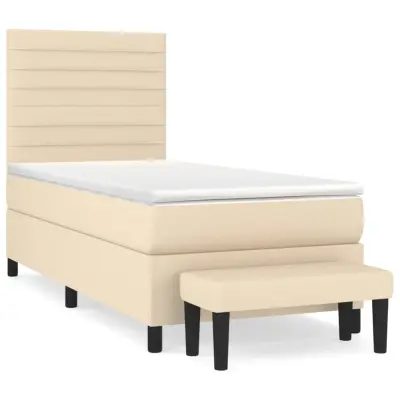 vidaXL Box spring postelja z vzmetnico krem 80x200 cm blago