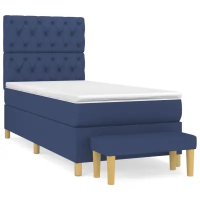 vidaXL Box spring postelja z vzmetnico moder 80x200 cm blago