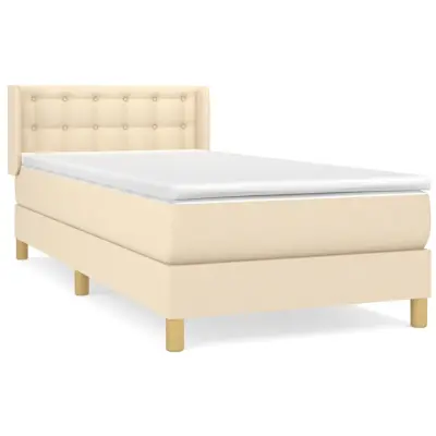 vidaXL Box spring postelja z vzmetnico krem 80x200 cm blago