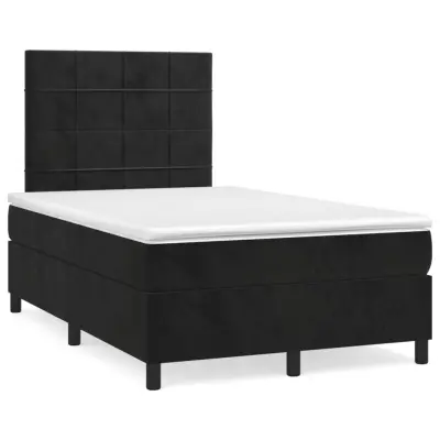 vidaXL Box spring postelja z vzmetnico črna 120x200 cm žamet