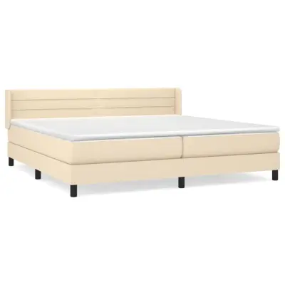vidaXL Box spring postelja z vzmetnico krem 200x200 cm blago