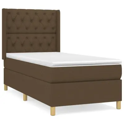vidaXL Box spring postelja z vzmetnico temno rjava 80x200 cm blago