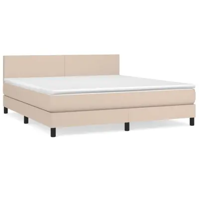 vidaXL Box spring postelja z vzmetnico kapučino 160x200cm umetno usnje