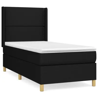 vidaXL Box spring postelja z vzmetnico črn 90x190 cm blago