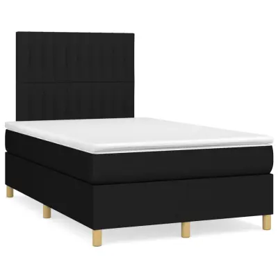 vidaXL Box spring postelja z vzmetnico črn 120x200 cm blago