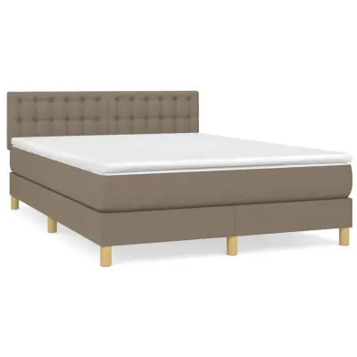 vidaXL Box spring postelja z vzmetnico taupe 140x190 cm blago