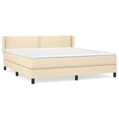 vidaXL Box spring postelja z vzmetnico krem 180x200 cm blago