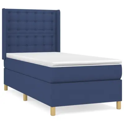vidaXL Box spring postelja z vzmetnico moder 80x200 cm blago