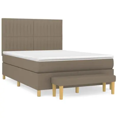 vidaXL Box spring postelja z vzmetnico taupe 140x200 cm blago