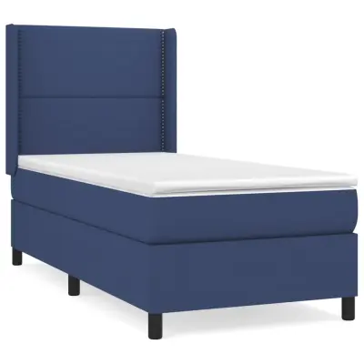 vidaXL Box spring postelja z vzmetnico moder 90x190 cm blago