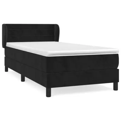 vidaXL Box spring postelja z vzmetnico črna 90x200 cm žamet