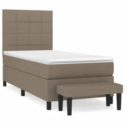 vidaXL Box spring postelja z vzmetnico taupe 90x190 cm blago