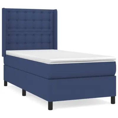 vidaXL Box spring postelja z vzmetnico moder 90x200 cm blago