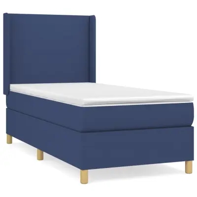 vidaXL Box spring postelja z vzmetnico moder 90x190 cm blago