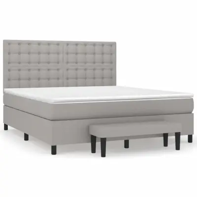 vidaXL Box spring postelja z vzmetnico svetlo siva 160x200 cm žamet