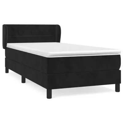vidaXL Box spring postelja z vzmetnico črna 90x200 cm žamet