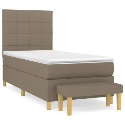 vidaXL Box spring postelja z vzmetnico taupe 100x200 cm blago
