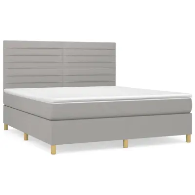 vidaXL Box spring postelja z vzmetnico svetlo siva 160x200 cm žamet