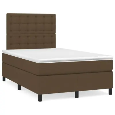 vidaXL Box spring postelja z vzmetnico temno rjav 120x200 cm blago