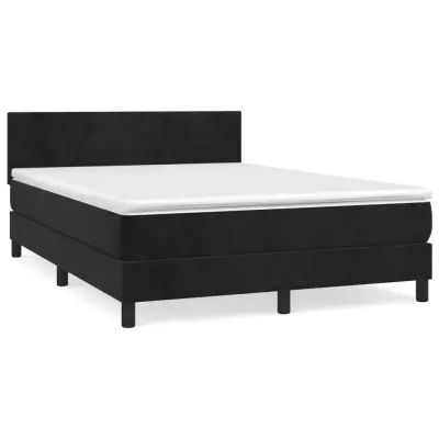 vidaXL Box spring posteljni z vzmetnico črn 140x190 cm žamet