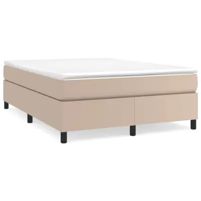 vidaXL Box spring postelja z vzmetnico kapučino 140x190cm umetno usnje