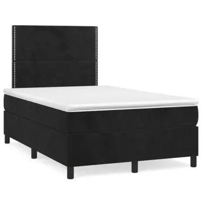 vidaXL Box spring postelja z vzmetnico črna 120x200 cm žamet
