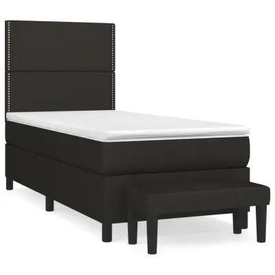 vidaXL Box spring postelja z vzmetnico črn 90x190 cm blago