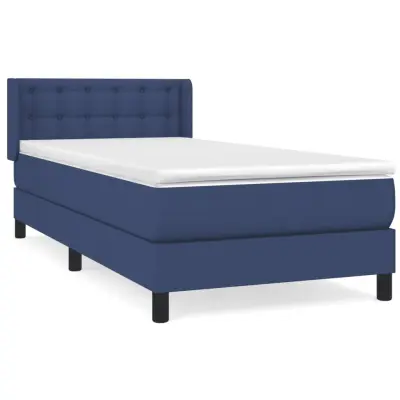 vidaXL Box spring postelja z vzmetnico modra 80x200 cm blago