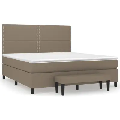 vidaXL Box spring postelja z vzmetnico taupe 180x200 cm blago