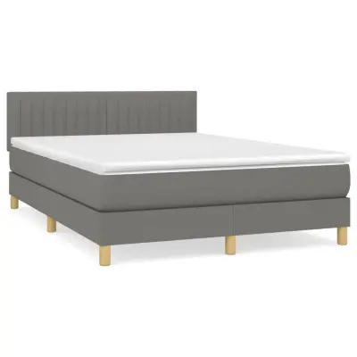 vidaXL Box spring posteljni z vzmetnico temno siv 140x190 cm blago