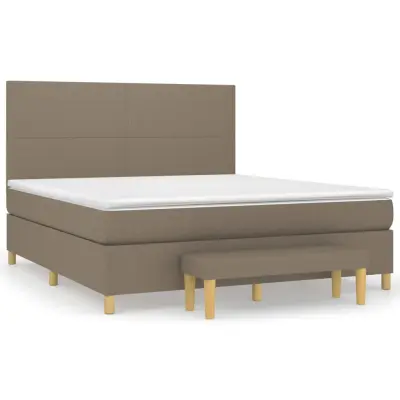 vidaXL Box spring postelja z vzmetnico taupe 160x200 cm blago