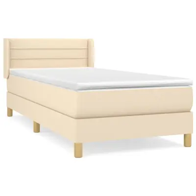 vidaXL Box spring postelja z vzmetnico krem 80x200 cm blago