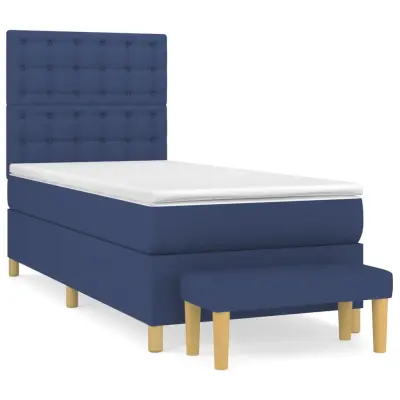 vidaXL Box spring postelja z vzmetnico moder 80x200 cm blago